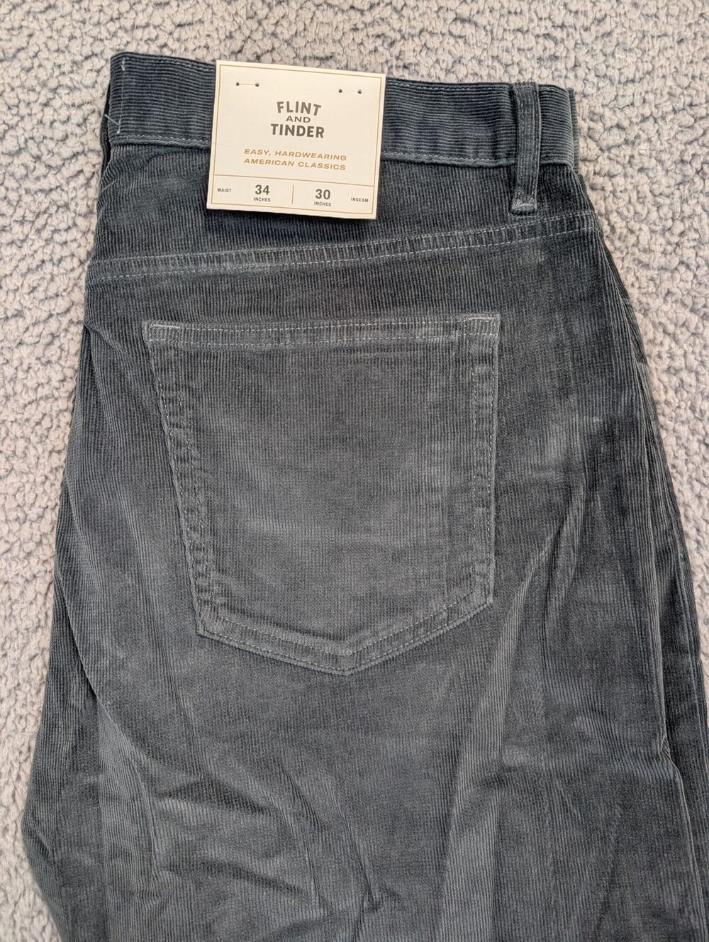 Flint and Tinder Corduroy Pants Size 34x30 Blue Slim Fit (1239)